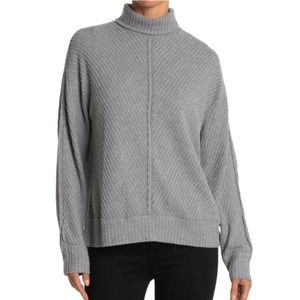 H by Bordeaux Gray Waffle Turtleneck Sweater